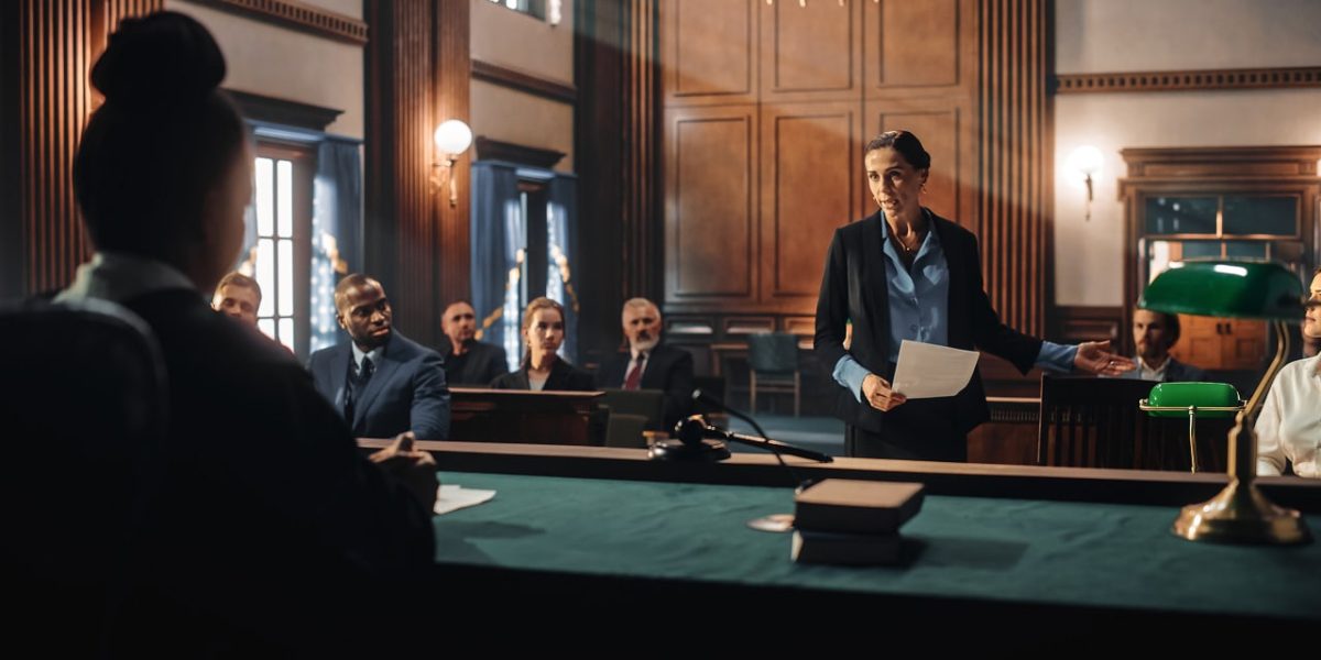 lawyer in courtroom